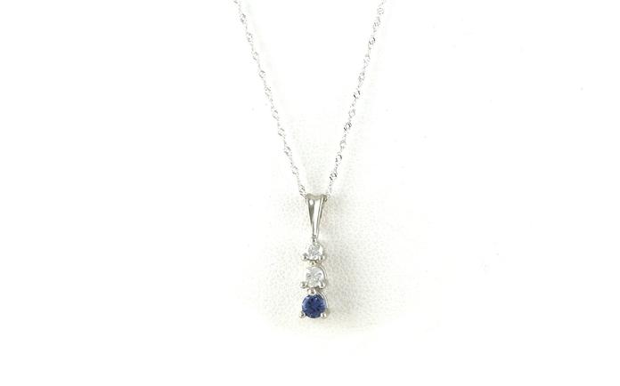 content/products/3-Stone Vertical Drop Montana Yogo Sapphire and Diamond Necklace in White Gold (0.236cts TWT)