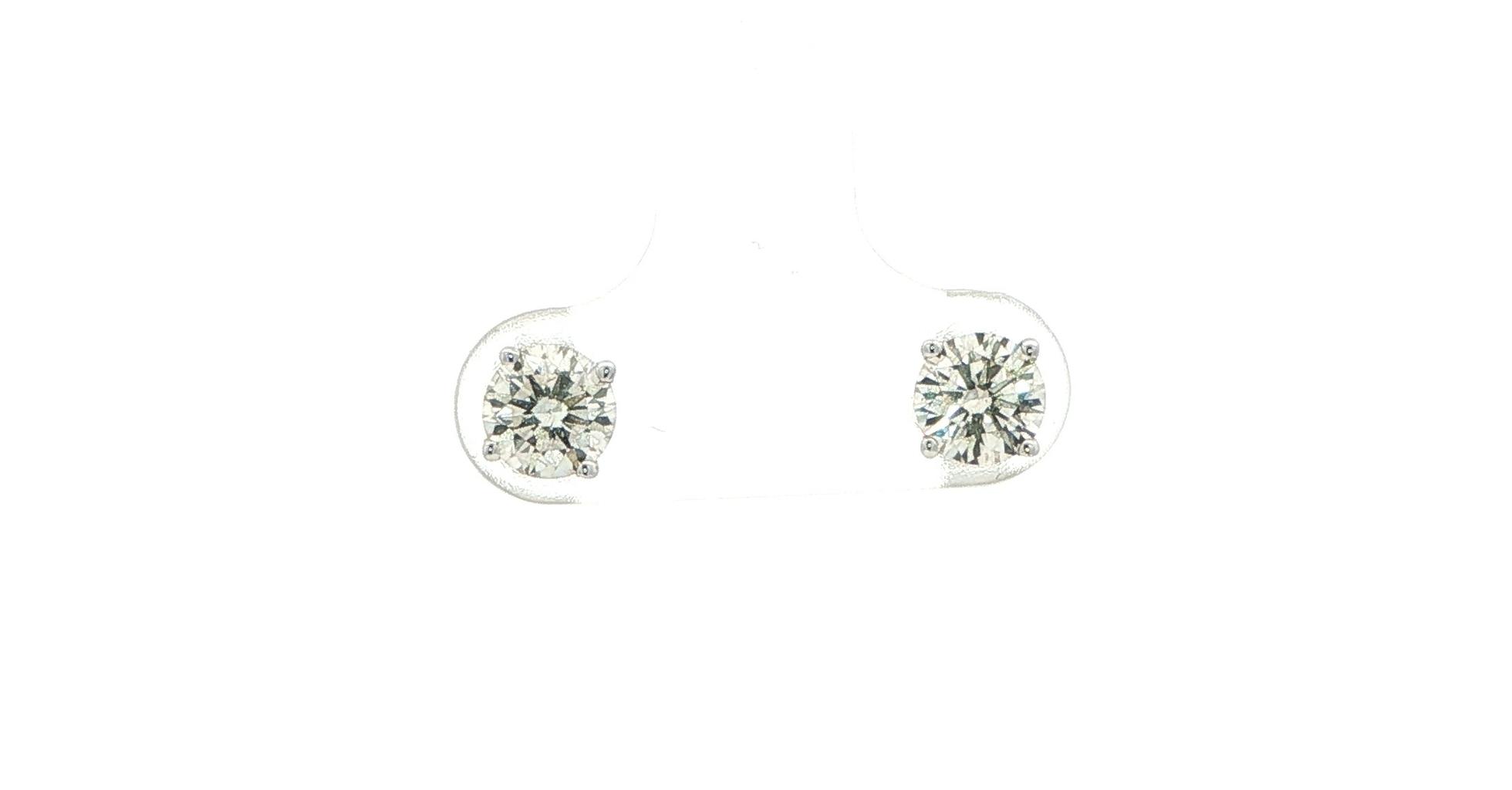 Diamond Stud Earrings in 4-Prong Mountings in White Gold (1.00cts TWT)