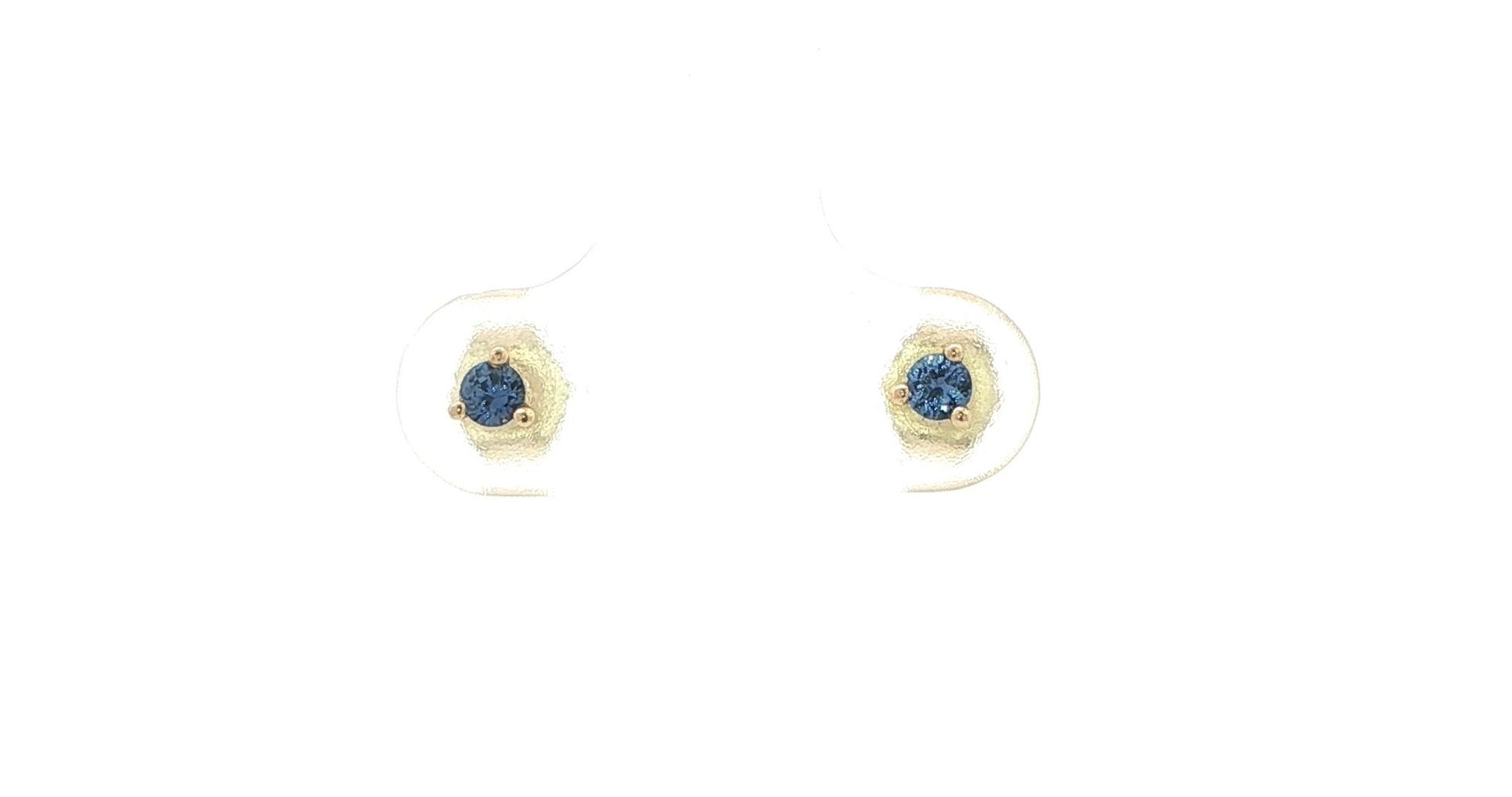 Sapphire Stud Earrings in 3-Prong Martini Settings in Yellow Gold (0.12cts TWT)