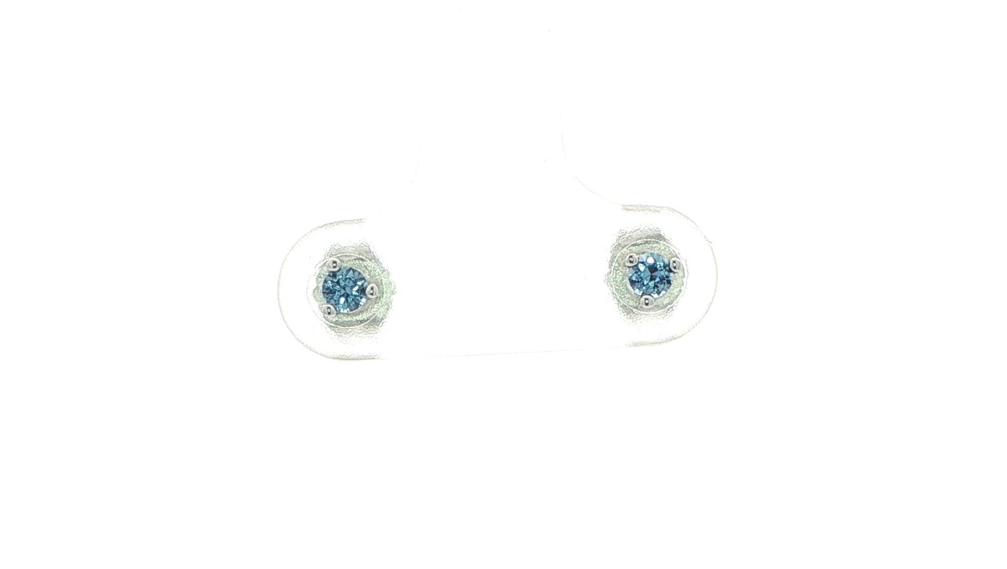 Montana Yogo Sapphire Stud Earrings in 3-Prong Basket Setting in White Gold (0.12cts TWT)