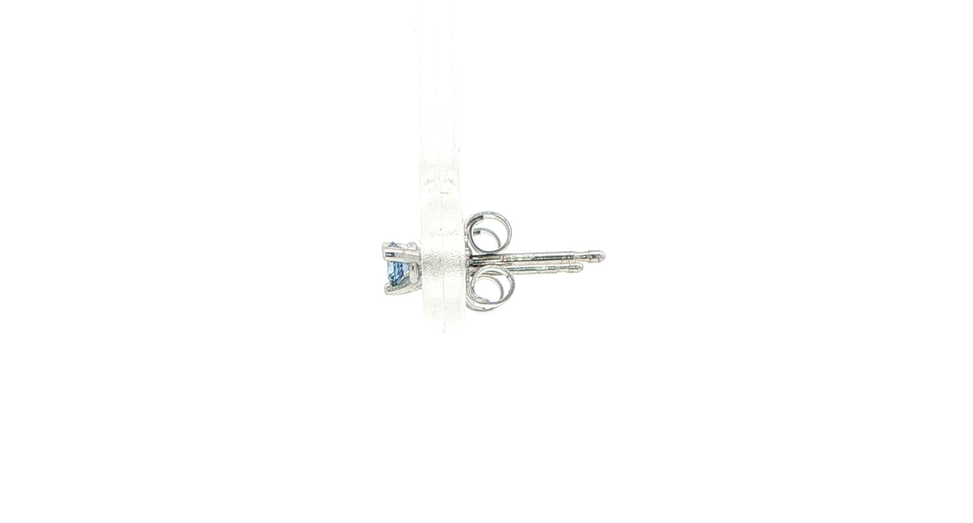 Montana Yogo Sapphire Stud Earrings in 3-Prong Basket Setting in White Gold (0.12cts TWT) side