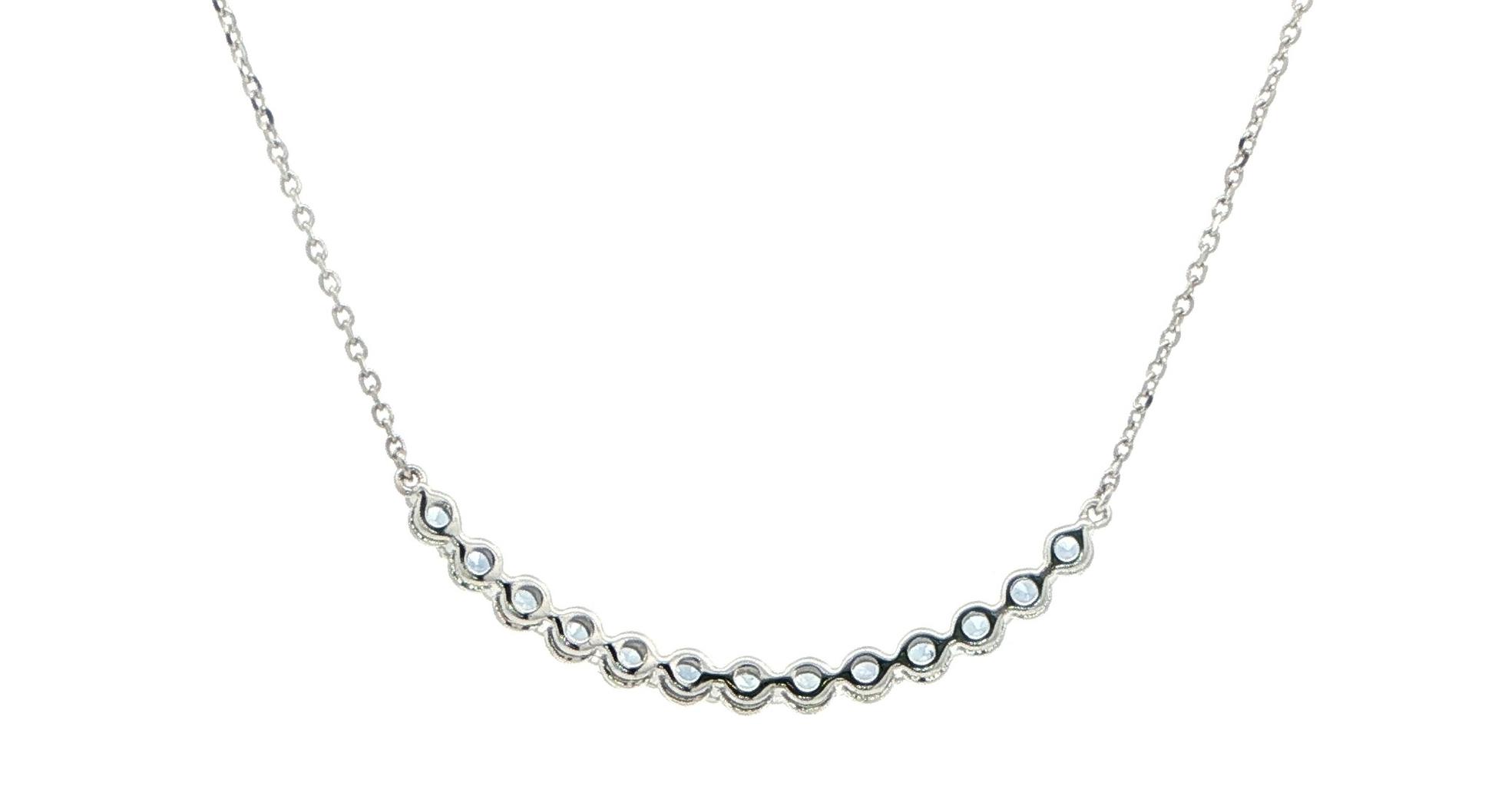 13-Stone Montana Yogo Sapphire Smile Necklace in White Gold (0.50cts TWT) back