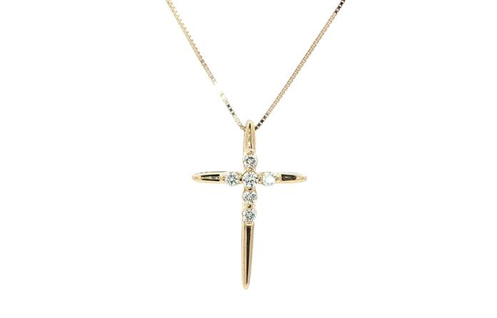 content/products/6-Stone Diamond Cross Necklace in Yellow Gold (0.12cts TWT)