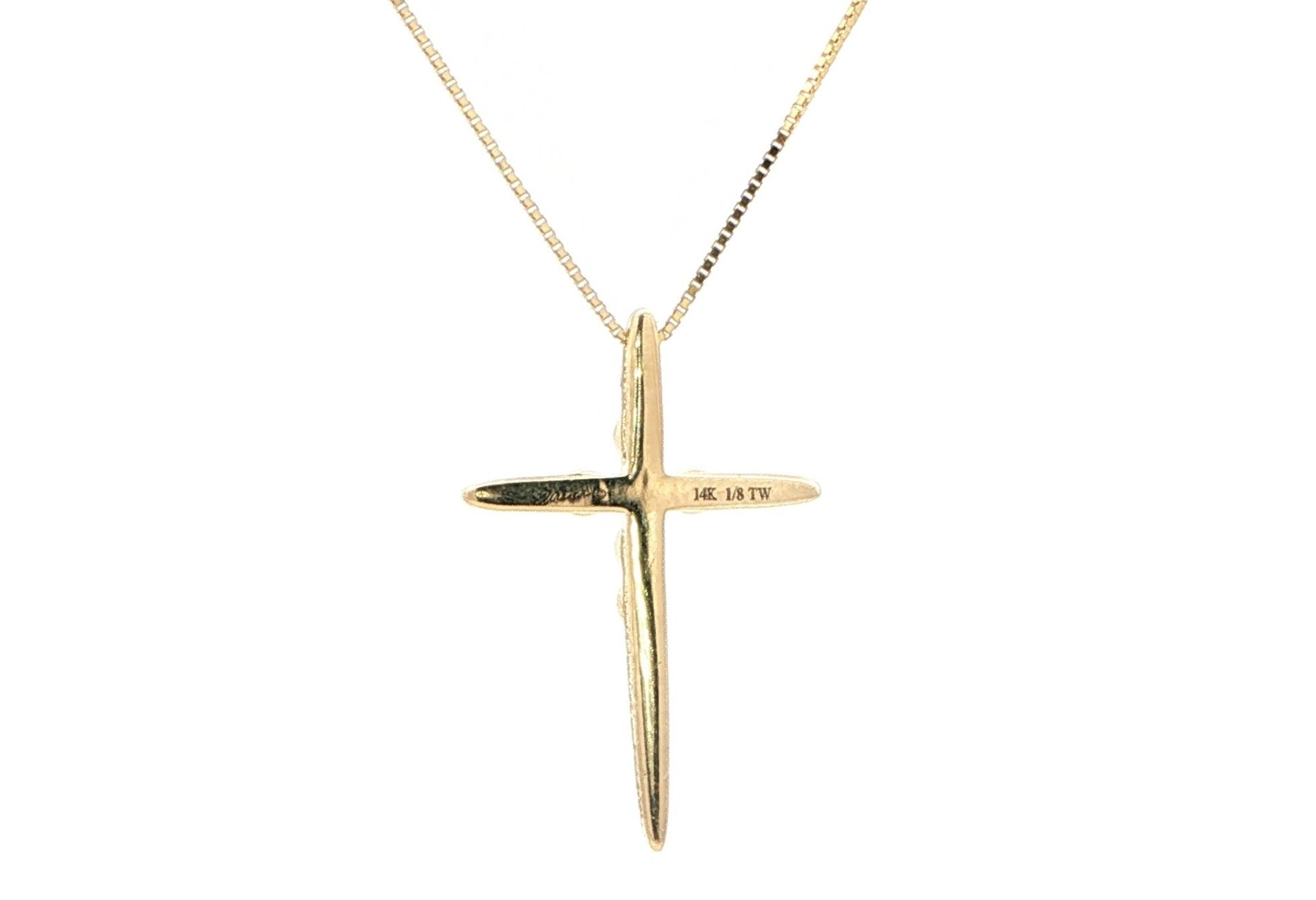 6-Stone Diamond Cross Necklace in Yellow Gold (0.12cts TWT) back