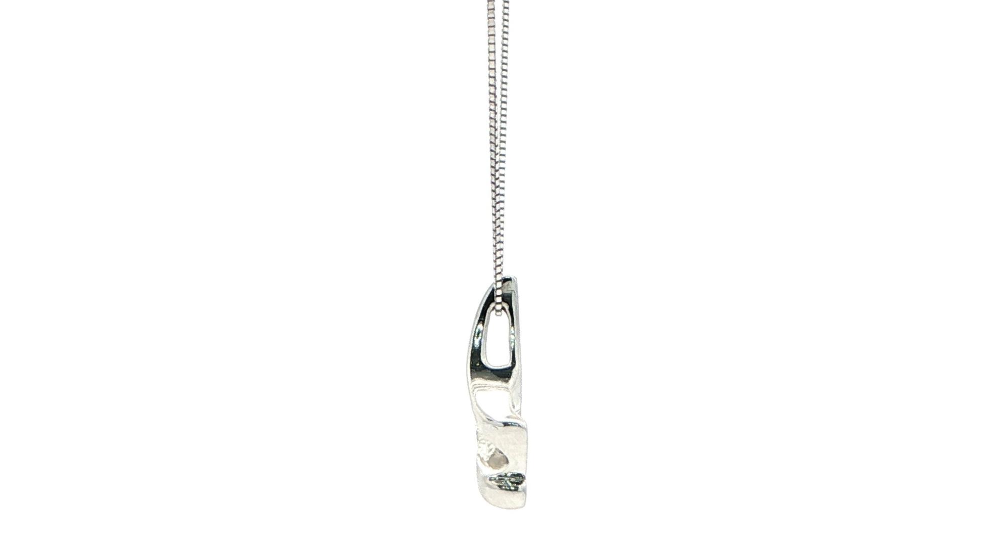 Twist Style Diamond Solitaire Necklace in White Gold (0.10cts) side