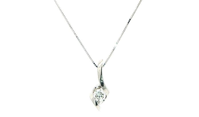 content/products/Twist Style Diamond Solitaire Necklace in White Gold (0.25cts)