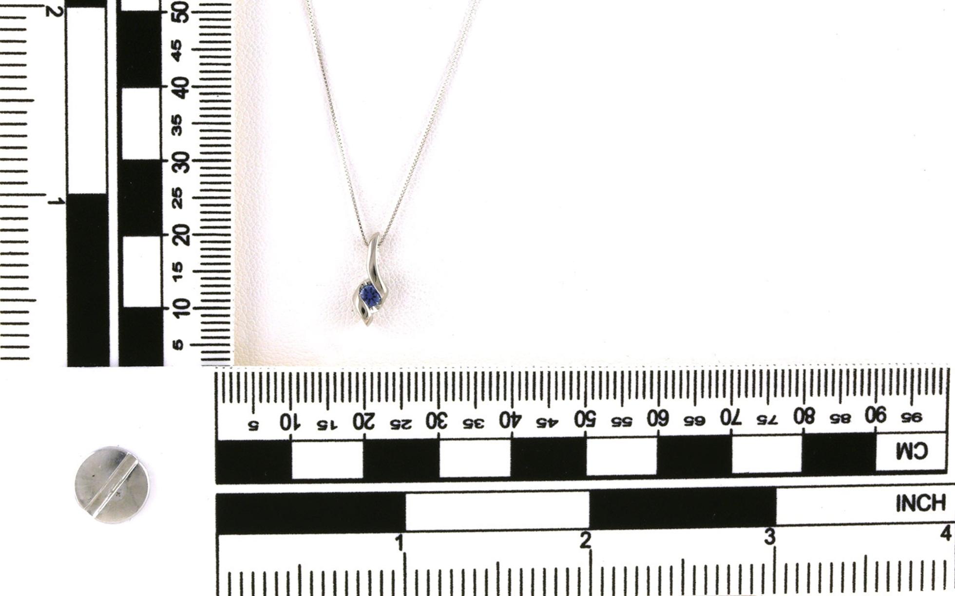 Twist Style Montana Yogo Sapphire Solitaire Necklace in White Gold (0.10ct) scale