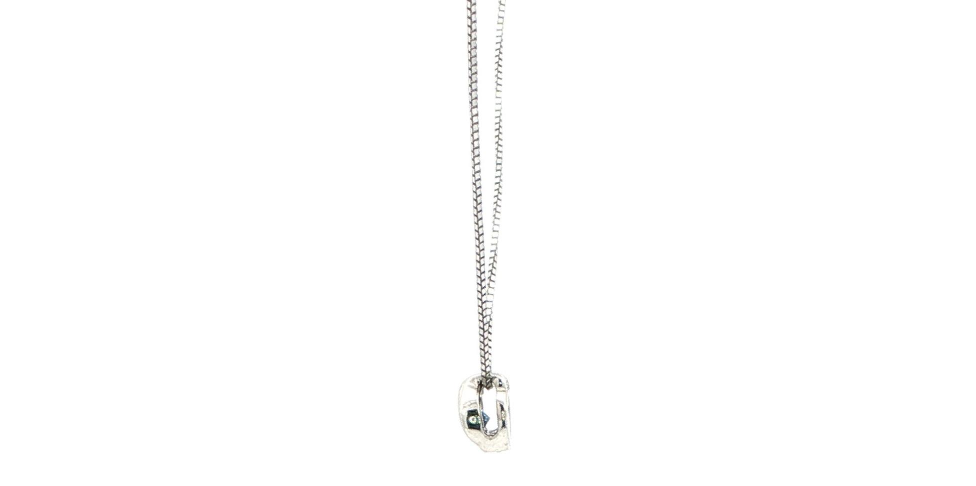 Bezel-set Montana Yogo Sapphire Solitaire Necklace in White Gold (0.10cts) side