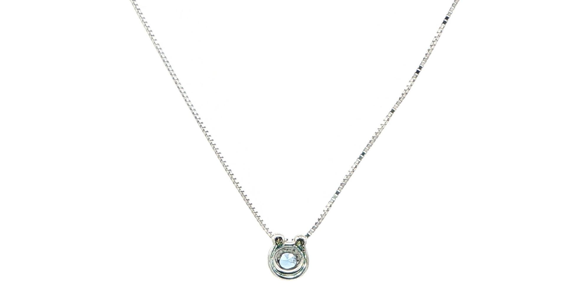 Bezel-set Montana Yogo Sapphire Solitaire Necklace in White Gold (0.10cts) back