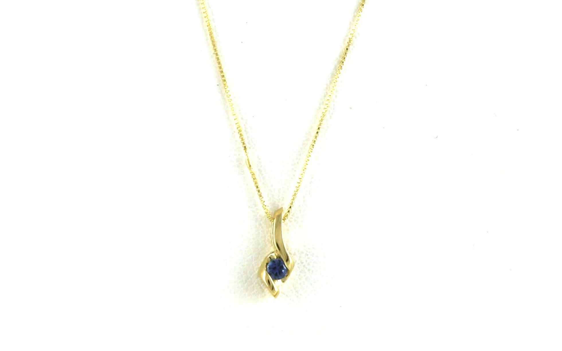 Twist Style Montana Yogo Sapphire Solitaire Necklace in Yellow Gold (0.05ct)