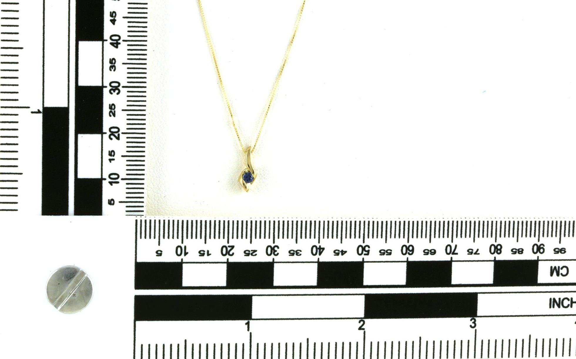 Twist Style Montana Yogo Sapphire Solitaire Necklace in Yellow Gold (0.05ct) scale