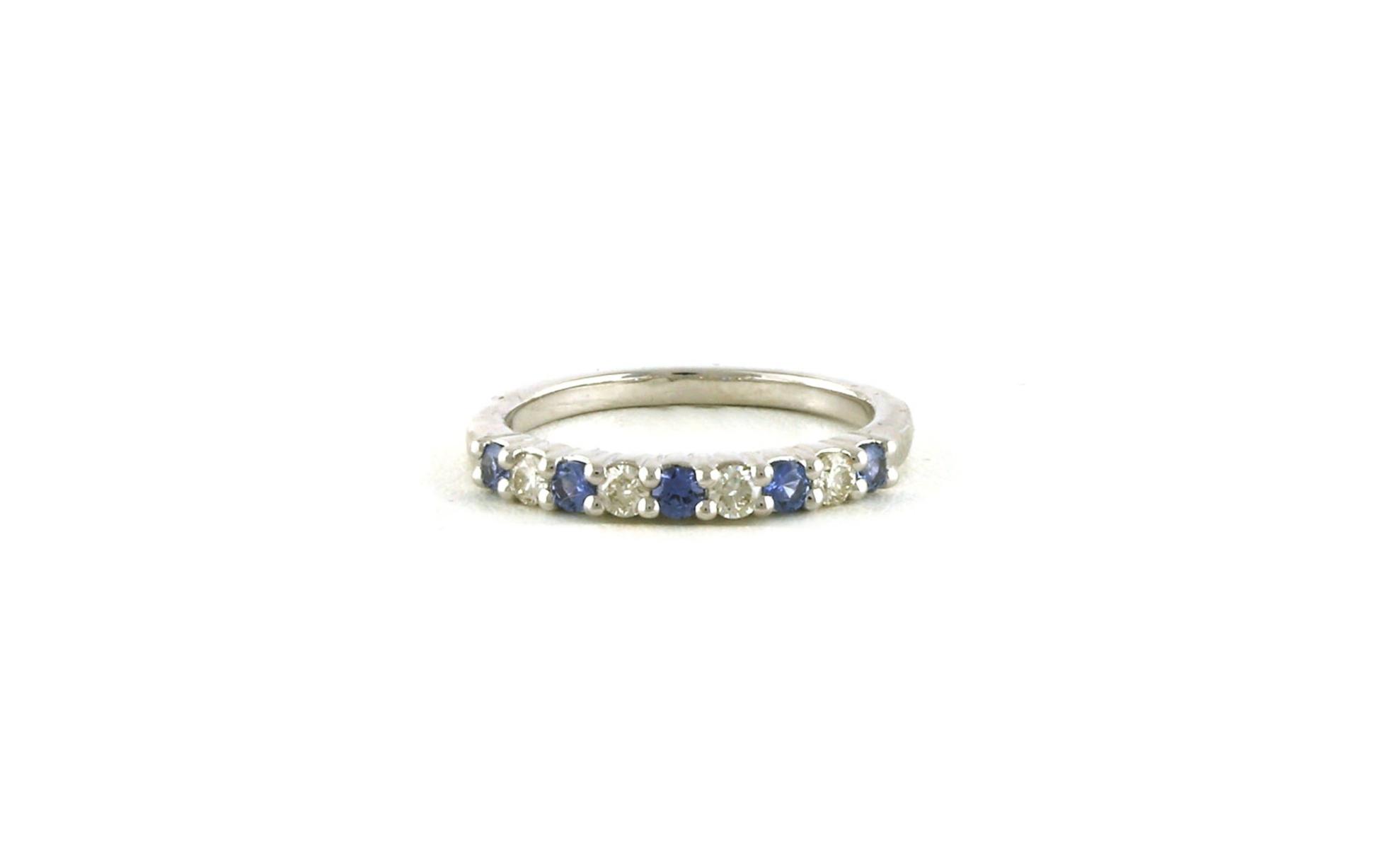 9-Stone Alternating Montana Yogo Sapphire and Diamond Prong-Set Ring in White Gold (0.625cts TWT)