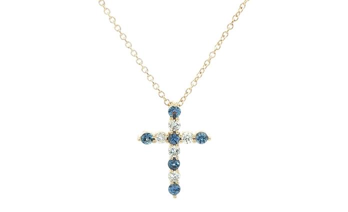 content/products/11-Stone Montana Yogo Sapphire and Diamond Cross Necklace in Yellow Gold (0.46cts TWT)