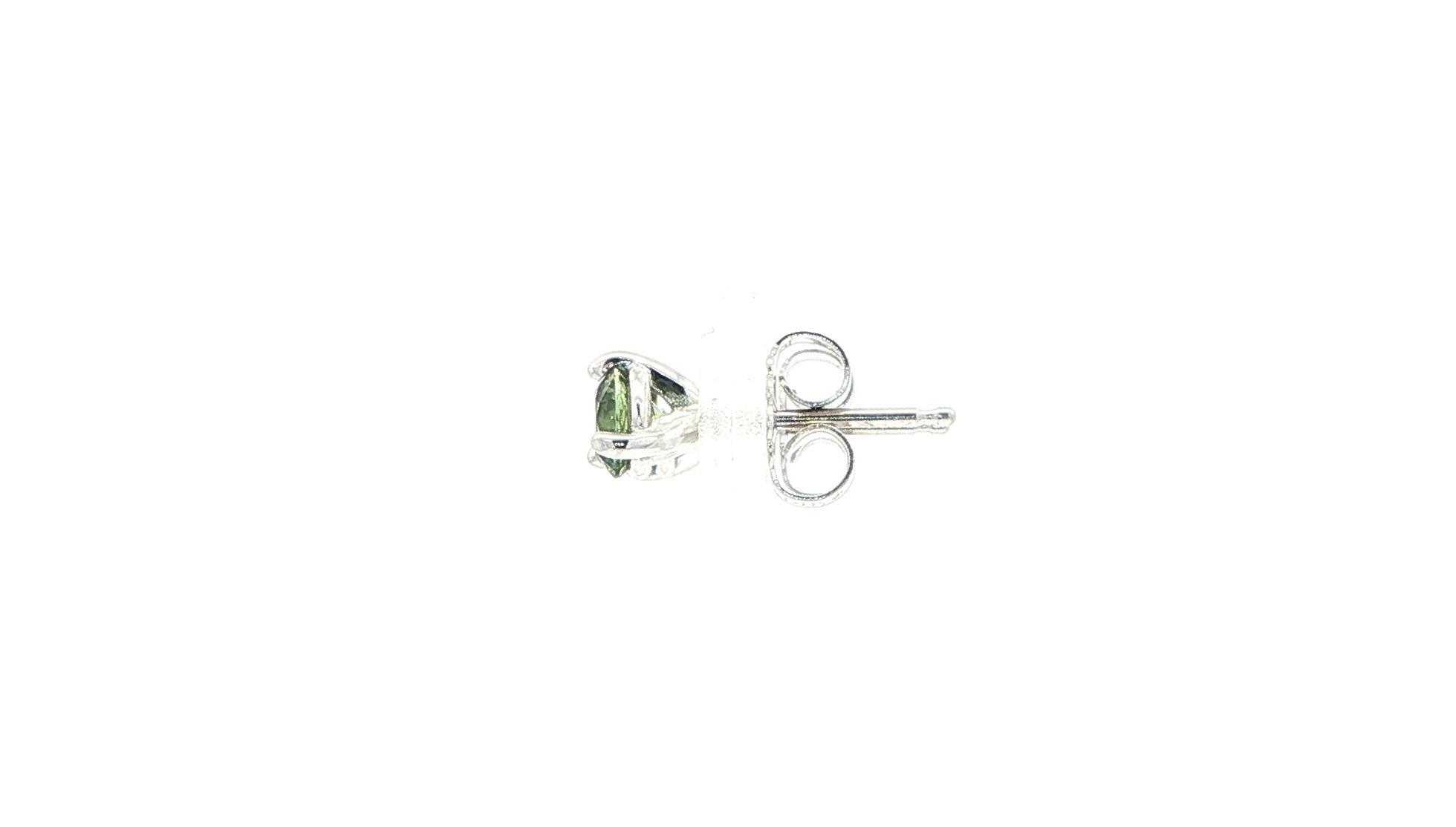 Green Montana Sapphire Stud Earrings in 3-Prong Martini Settings in White Gold (0.76cts TWT) side