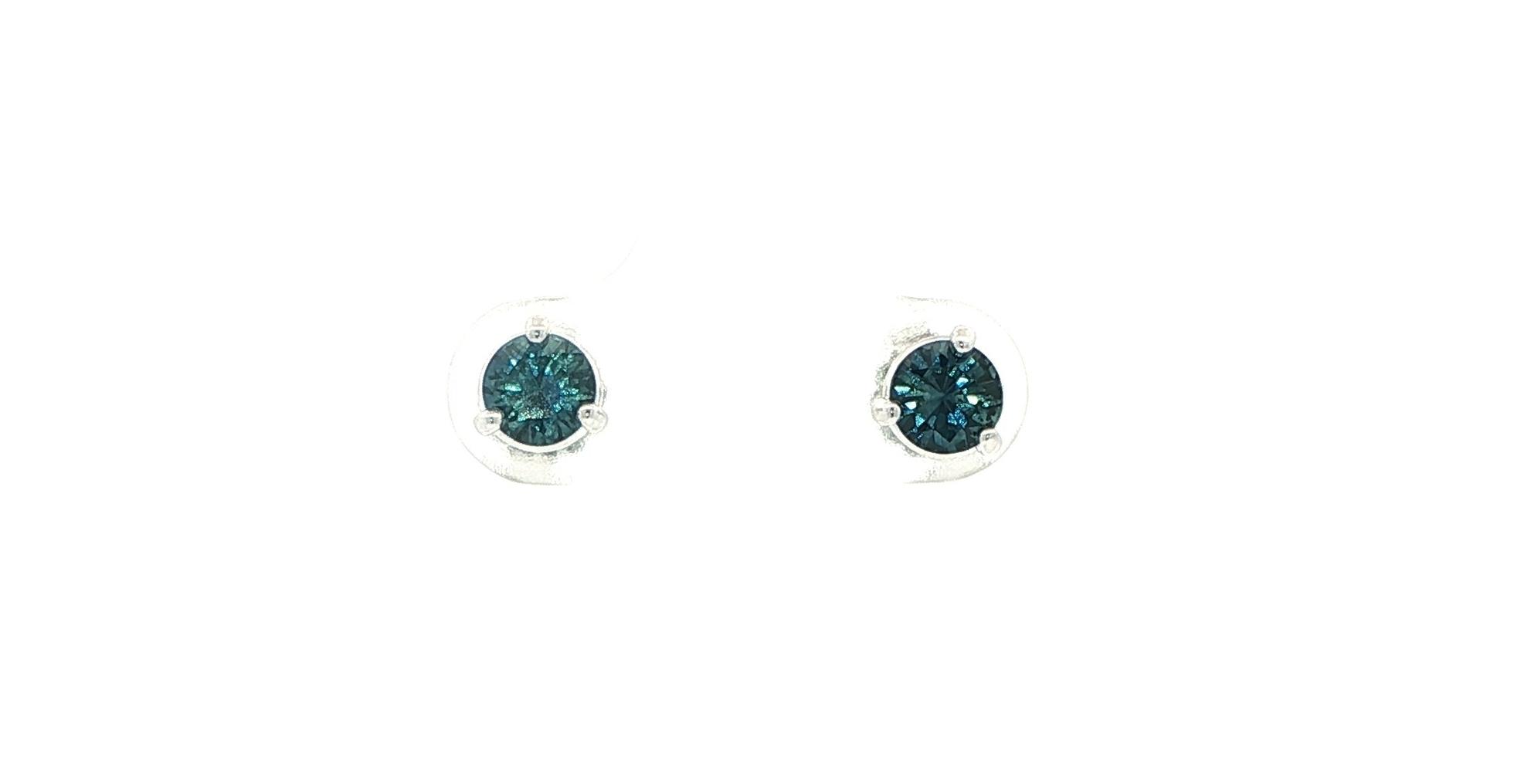 Montana Sapphire Stud Earrings in 3-Prong Martini Settings in White Gold (0.95cts TWT)