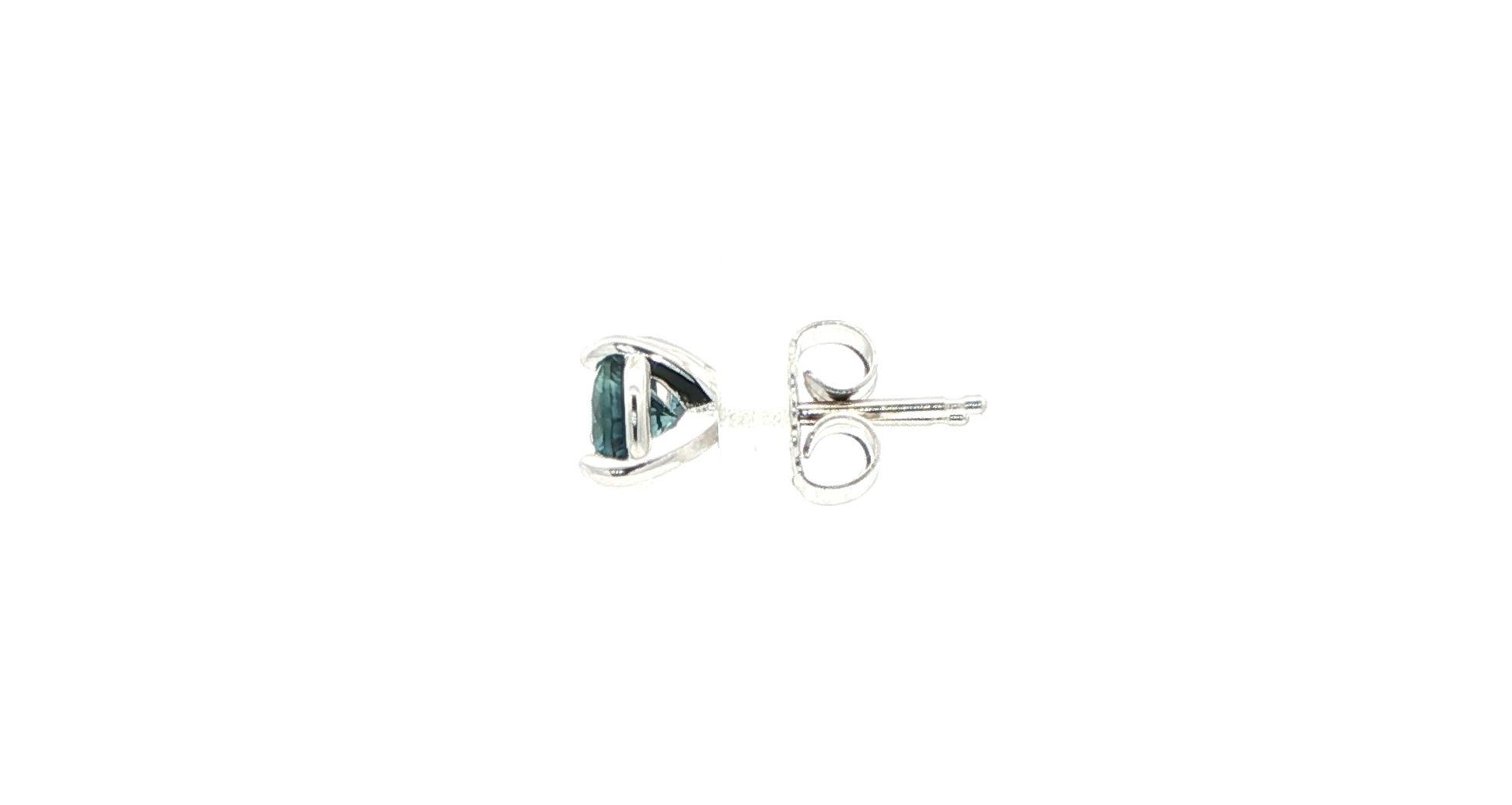 Montana Sapphire Stud Earrings in 3-Prong Martini Settings in White Gold (0.95cts TWT) side