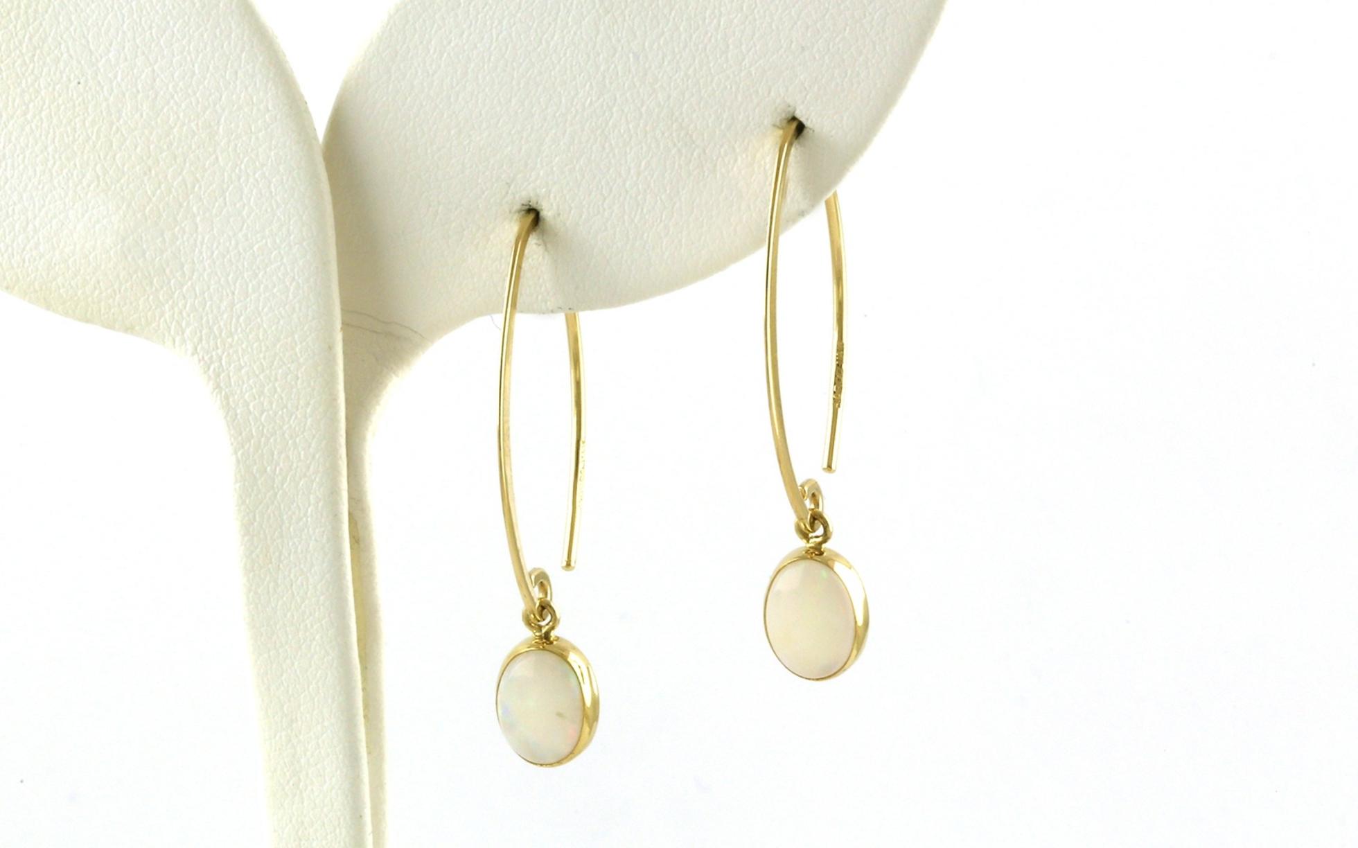 Opal Simple Sweep Dangle Earrings in Yellow Gold