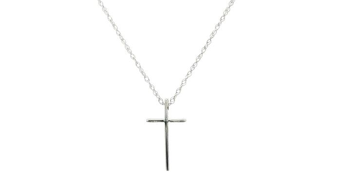 content/products/Petite Cross Necklace in White Gold