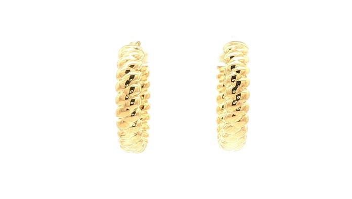 content/products/Hollow Textured Hoop Earrings in Yellow Gold 