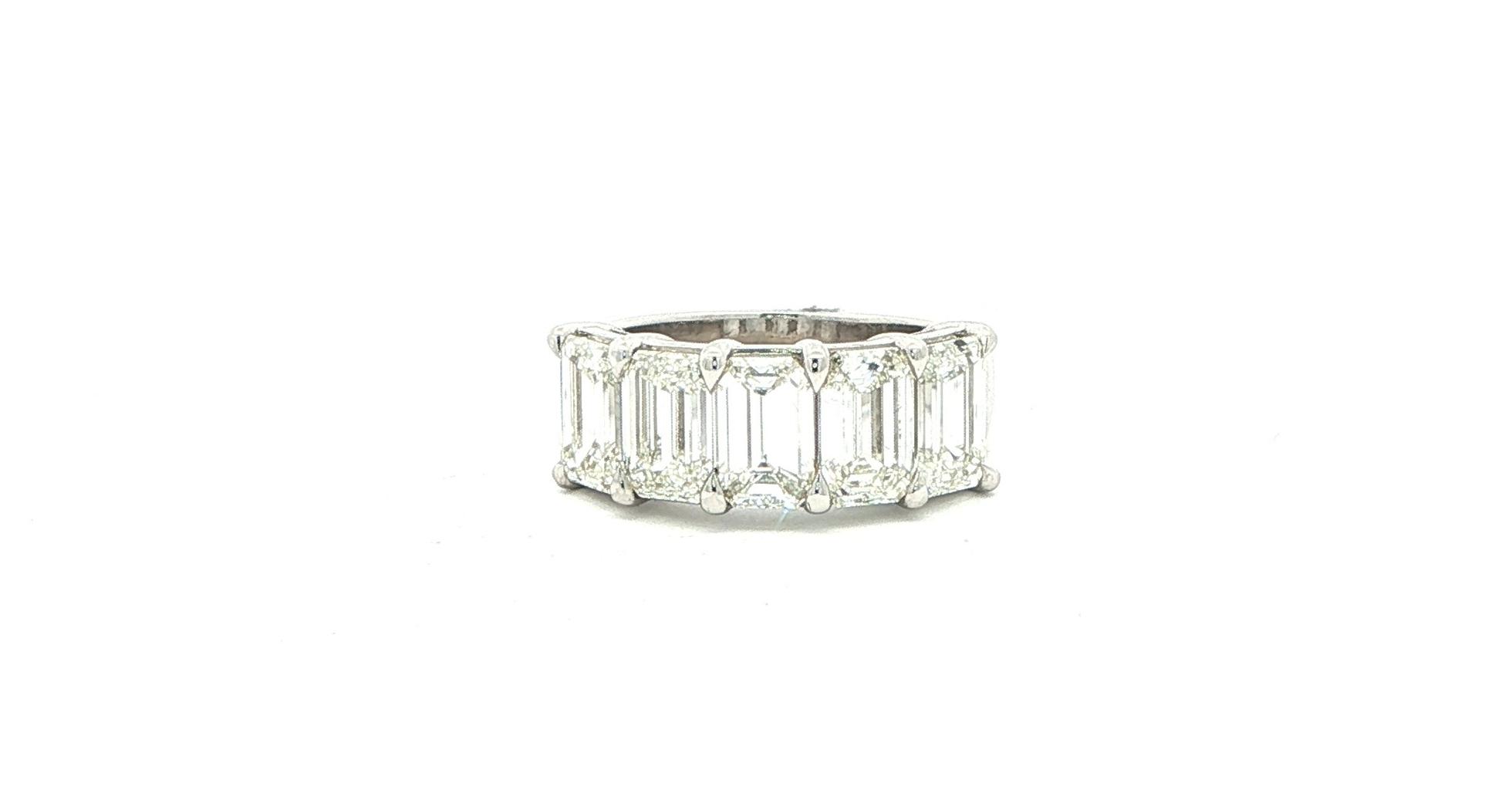 5-Stone Emerald Cut Diamond Eternity Ring in Platinum (4.66cts TWT)