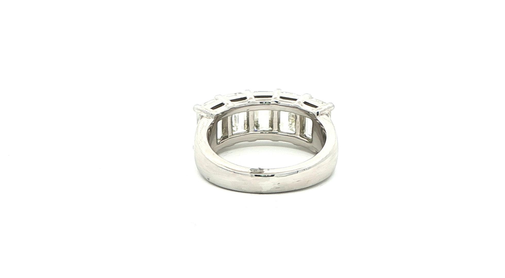 5-Stone Emerald Cut Diamond Eternity Ring in Platinum (4.66cts TWT) back