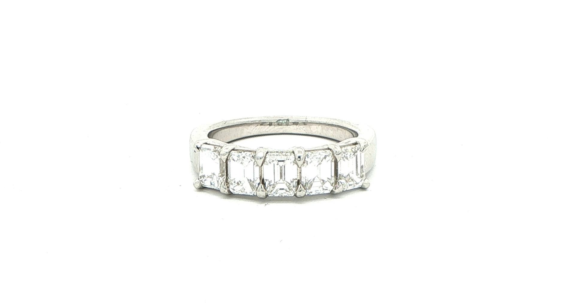 5-Stone Emerald Cut Diamond Eternity Ring in Platinum (2.25cts TWT)