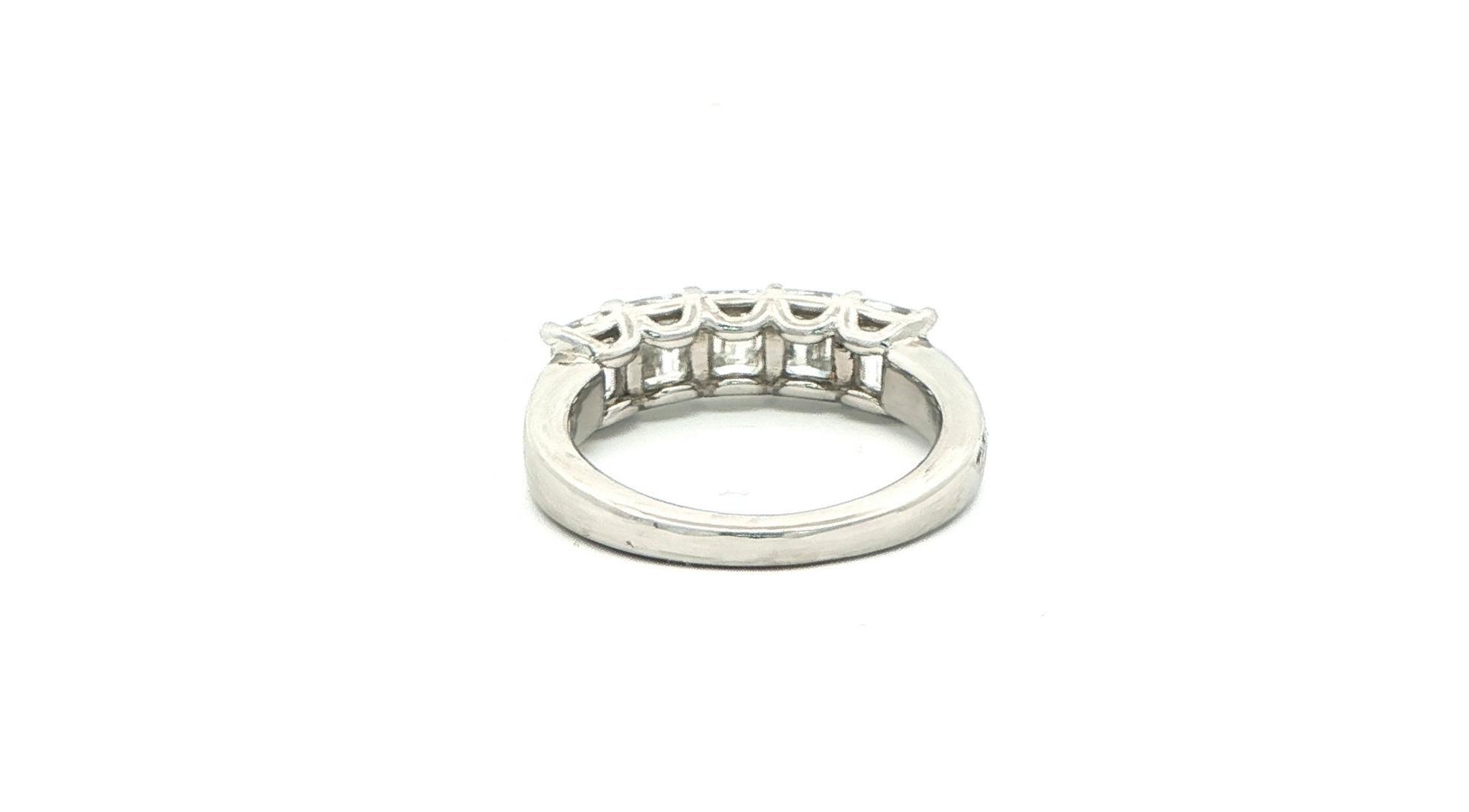 5-Stone Emerald Cut Diamond Eternity Ring in Platinum (2.25cts TWT) back