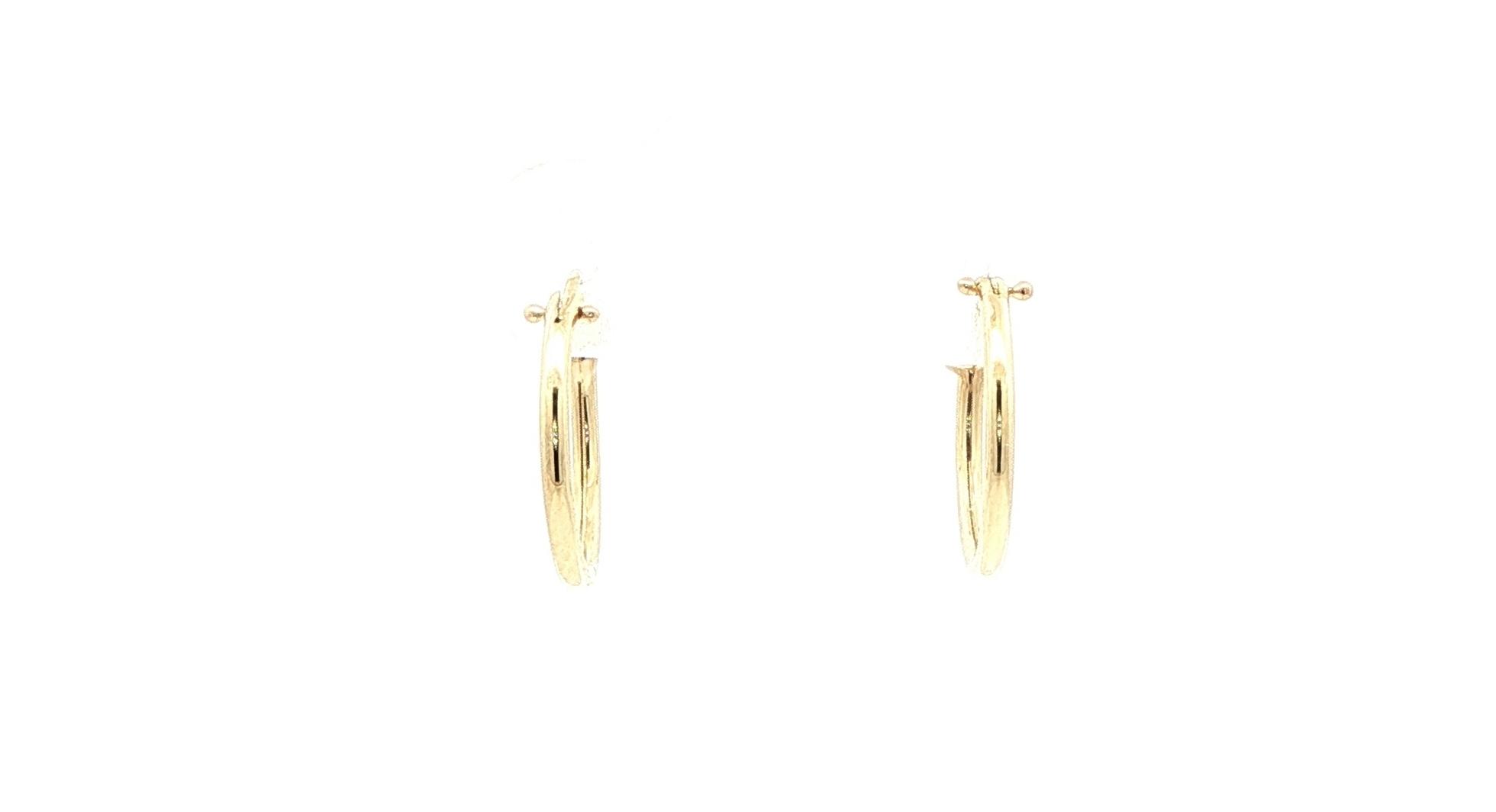 Hollow Hoop Earrings with Hinged Post in Yellow Gold
