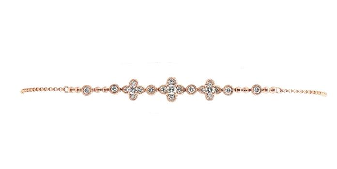 content/products/Estate Piece: Diamond Cluster Bolo-style Chain Bracelet in Rose Gold (0.50cts TWT)