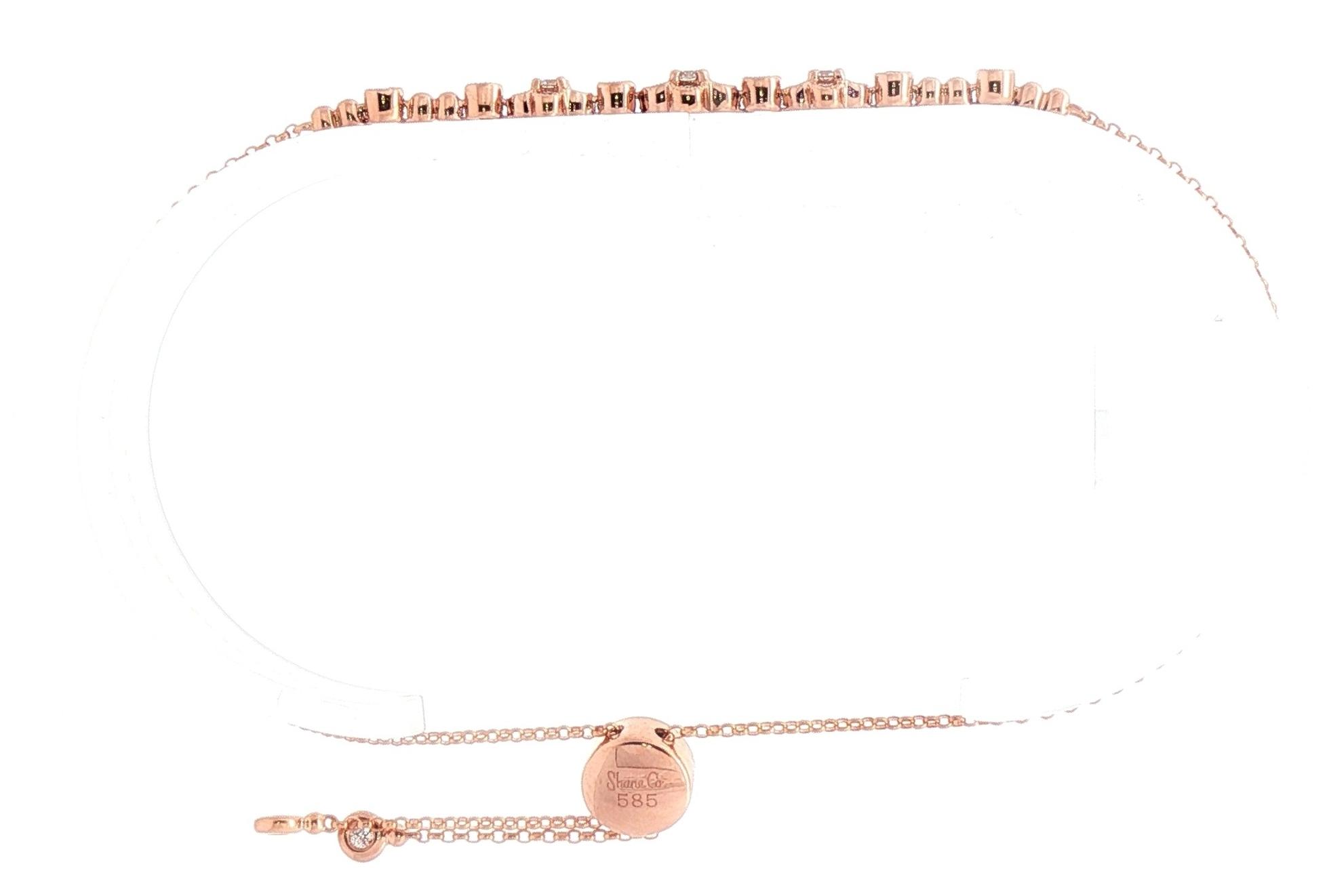 Estate Piece: Diamond Cluster Bolo-style Chain Bracelet in Rose Gold (0.50cts TWT) side