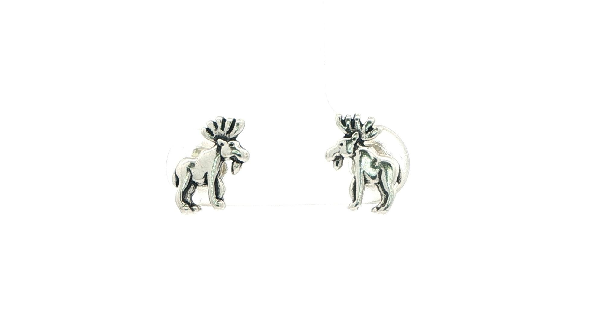 Moose Stud Earrings in Sterling Silver 