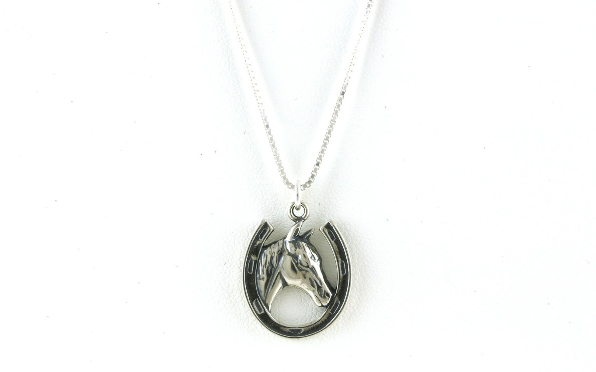 Horseshoe Charm Necklace in Sterling Silver