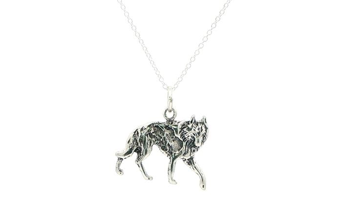 content/products/Wolf Charm Necklace in Sterling Silver