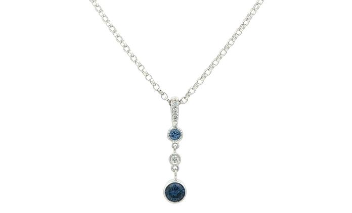 content/products/Drop Style Bezel-set Montana Yogo Sapphire and Diamond Necklace in White Gold (0.30cts TWT)