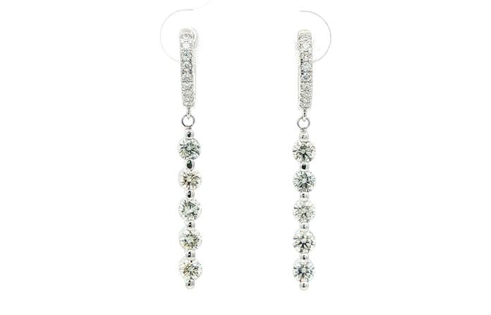 content/products/Estate Piece: 5-Stone Bar-style Diamond Dangle Earrings in White Gold (1.33cts TWT)