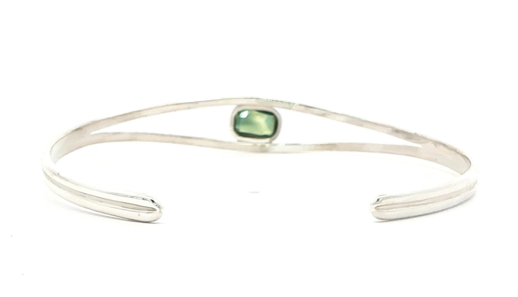 Rectangular Rose-Cut Green Montana Sapphire Split Cuff Bracelet in Sterling Silver (0.91cts) back
