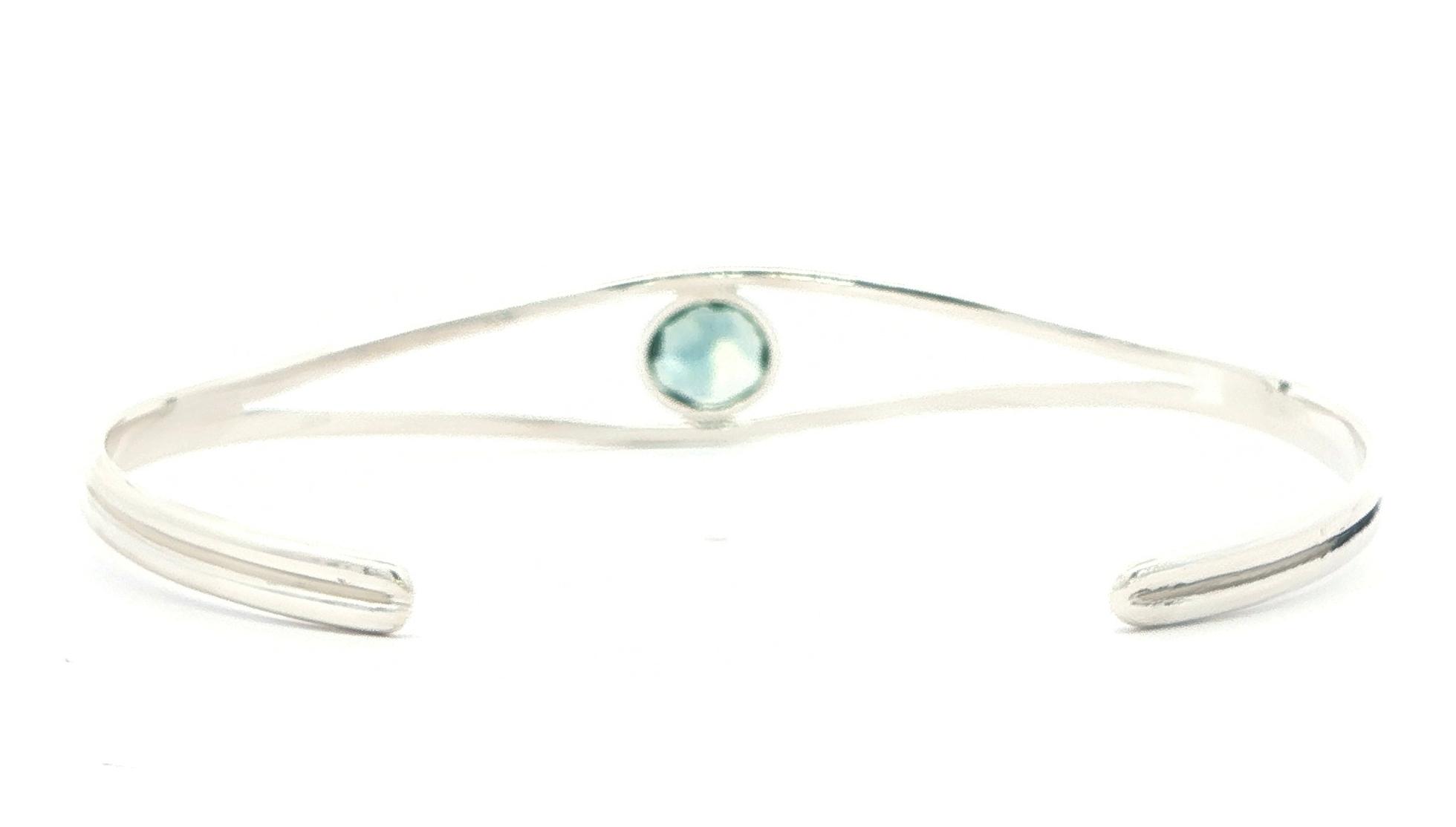 Rose-Cut Blue-Green Montana Sapphire Split Cuff Bracelet in Sterling Silver (1.03cts) back