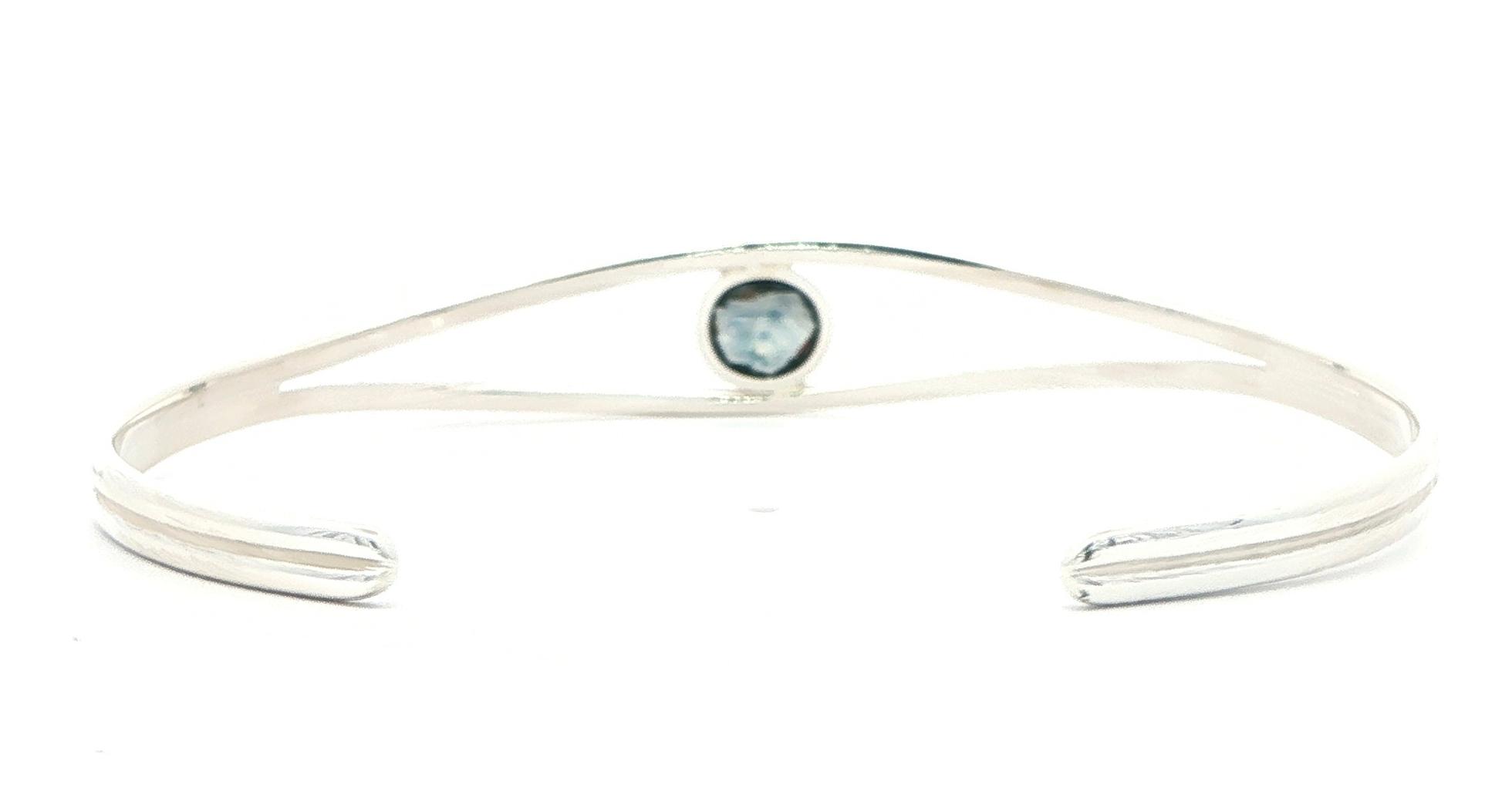 Rose-Cut Blue-Grey Montana Sapphire Split Cuff Bracelet in Sterling Silver (0.76cts) back
