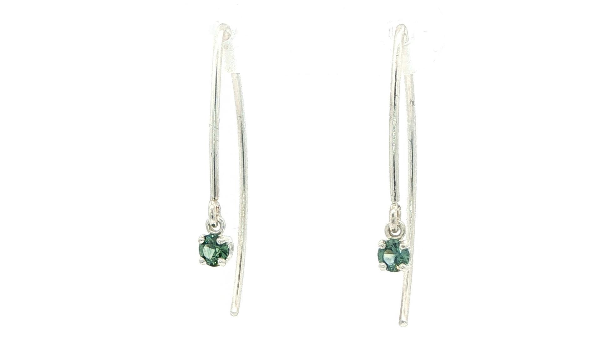 Drop Montana Sapphire Dangle Earrings in Sterling Silver (0.23cts TWT) angled