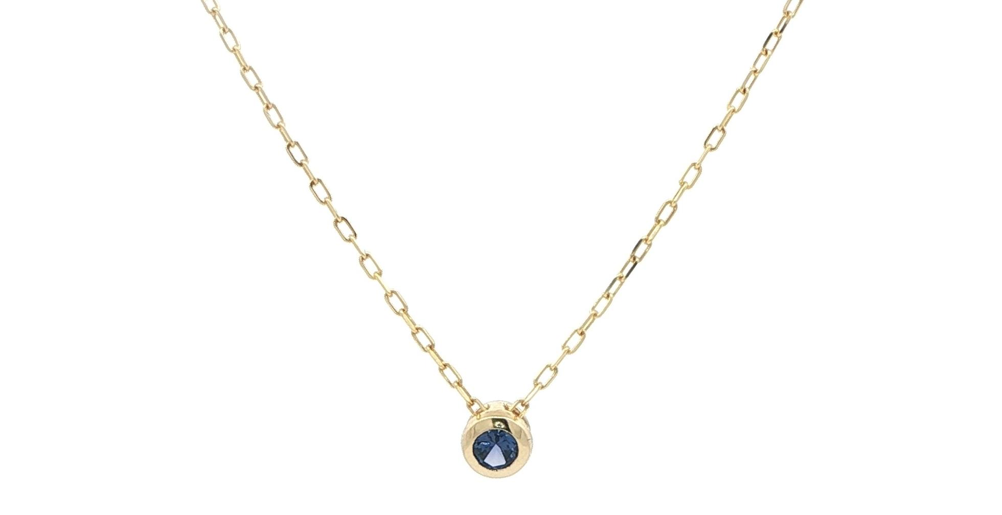Bezel-set Montana Yogo Sapphire Necklace in Yellow Gold (0.20cts)