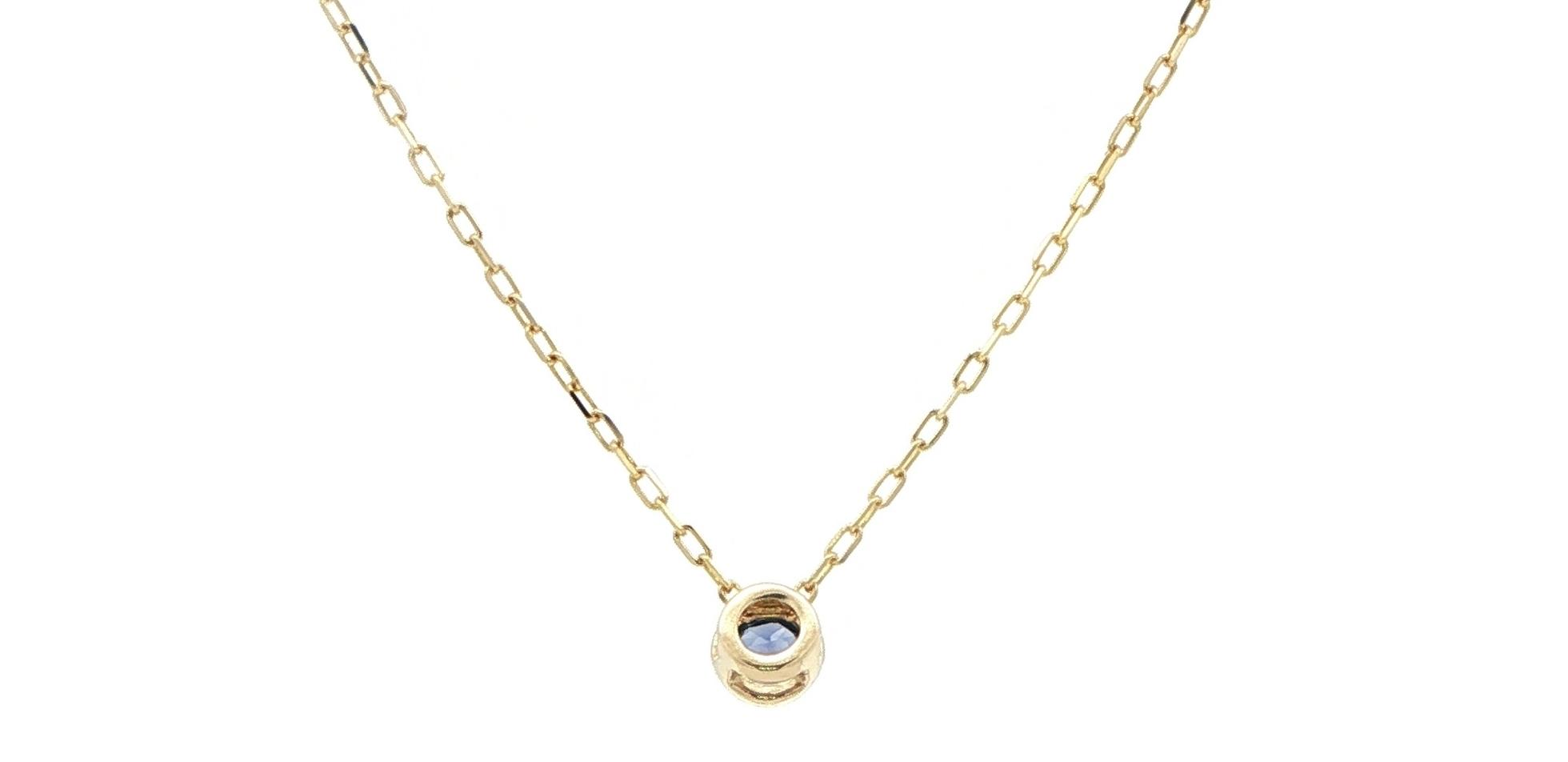 Bezel-set Montana Yogo Sapphire Necklace in Yellow Gold (0.20cts) back