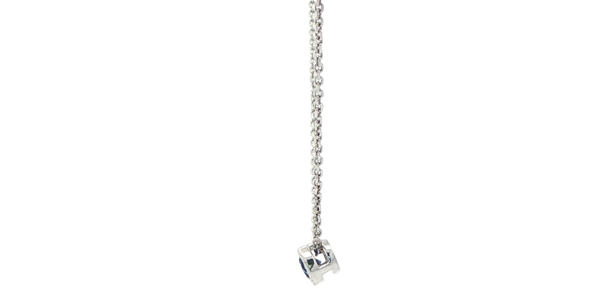 Bezel-set Montana Yogo Sapphire Necklace in White Gold (0.21cts) side