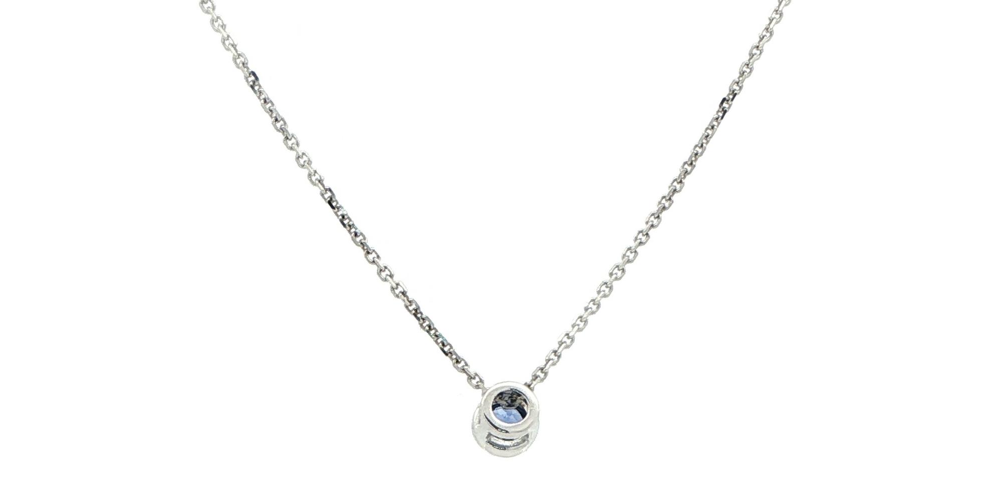 Bezel-set Montana Yogo Sapphire Necklace in White Gold (0.21cts) back