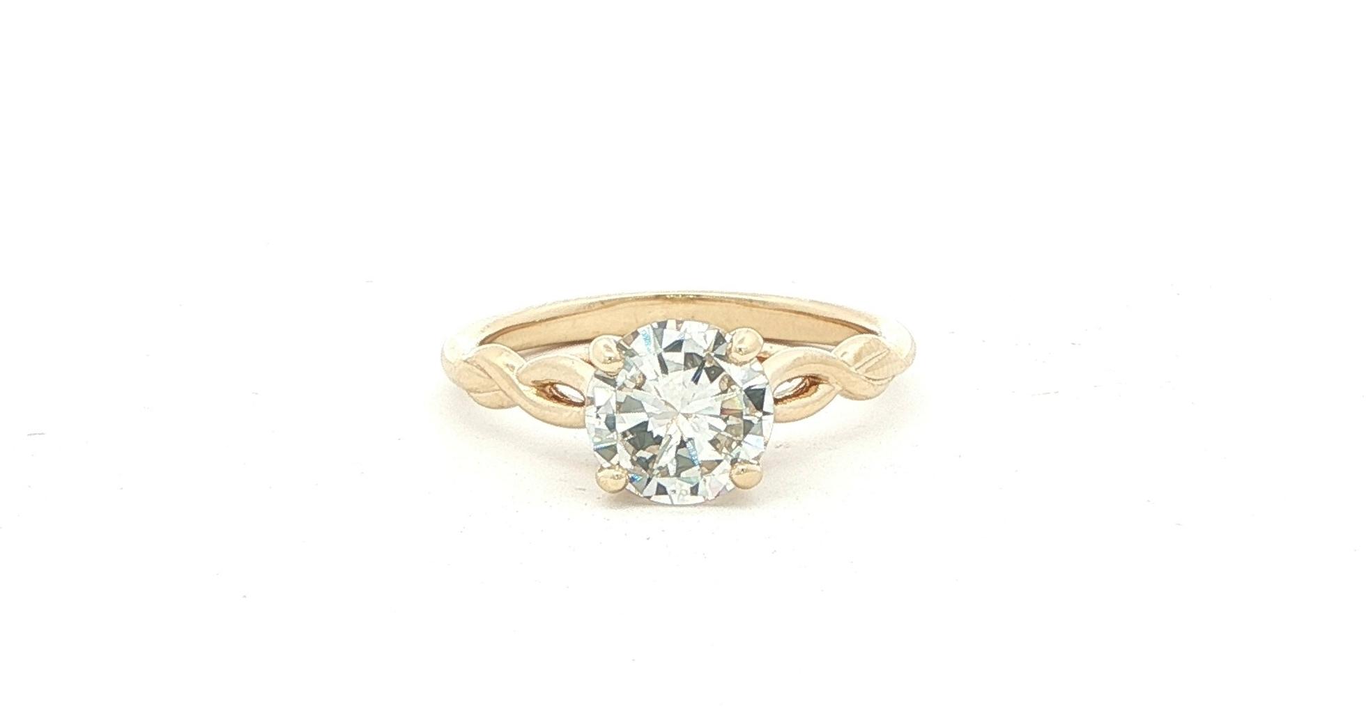 Woven Diamond Solitaire Engagement Ring in Yellow Gold (1.37cts)
