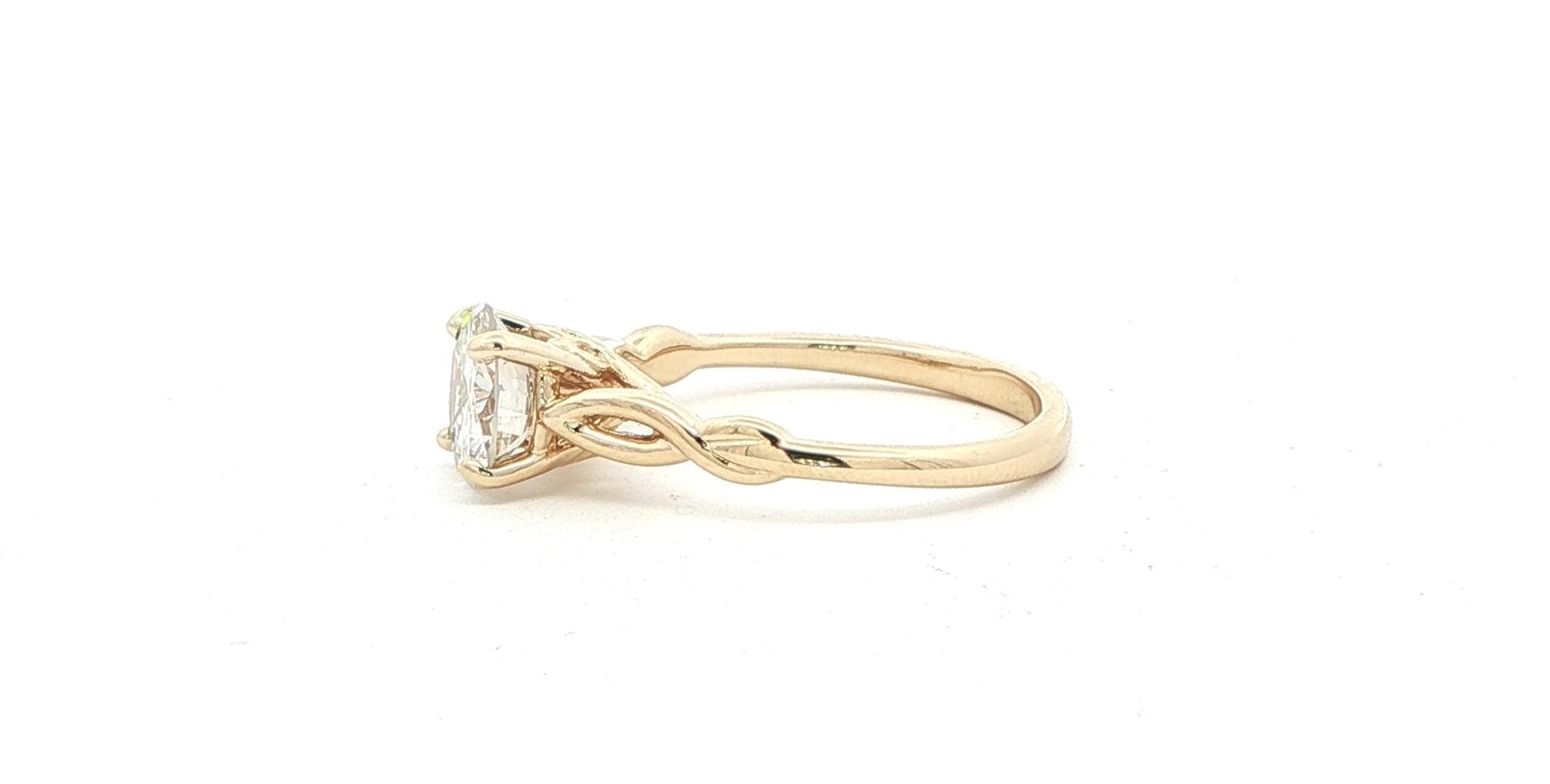 Woven Diamond Solitaire Engagement Ring in Yellow Gold (1.37cts) side