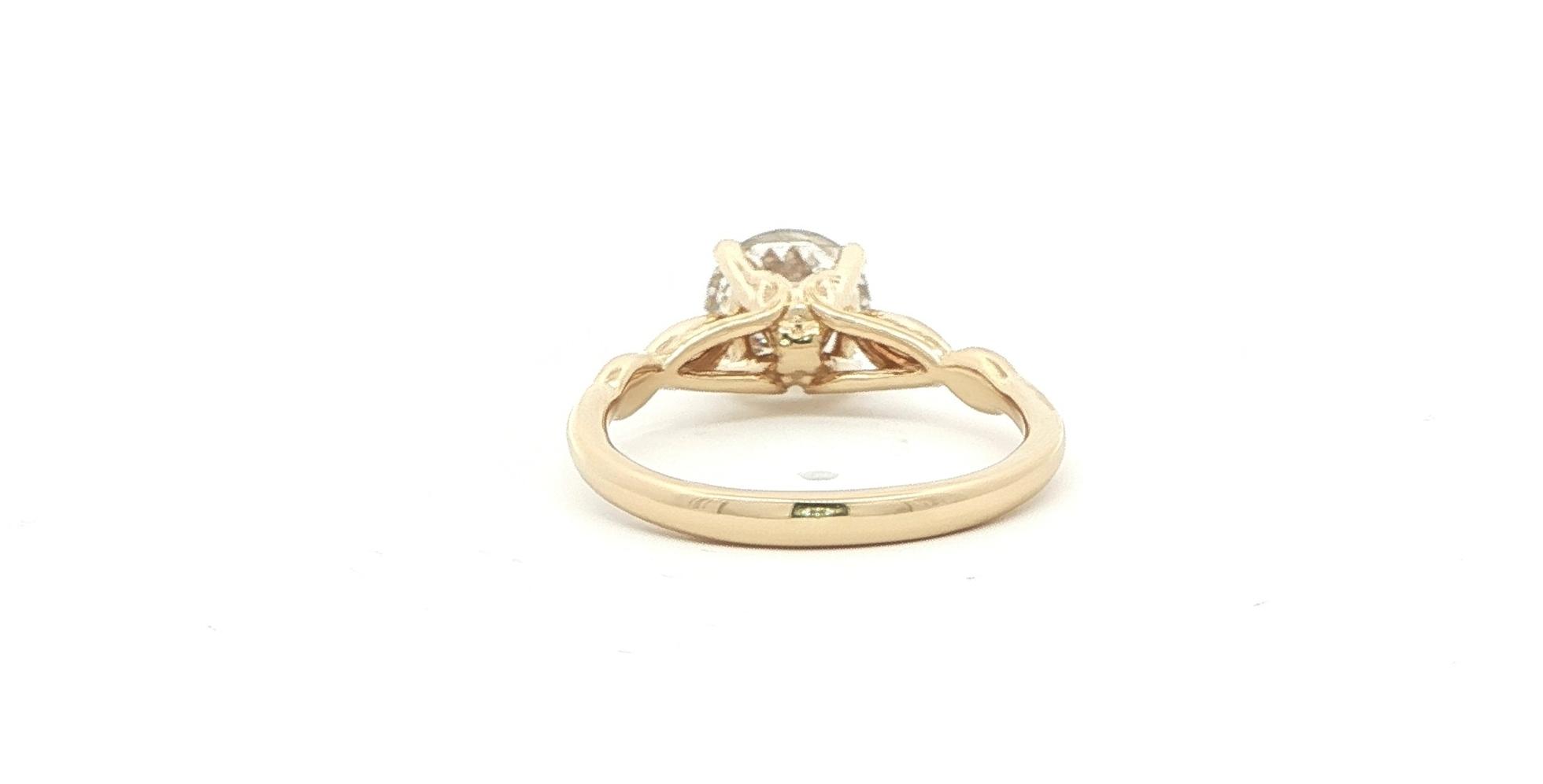 Woven Diamond Solitaire Engagement Ring in Yellow Gold (1.37cts) back