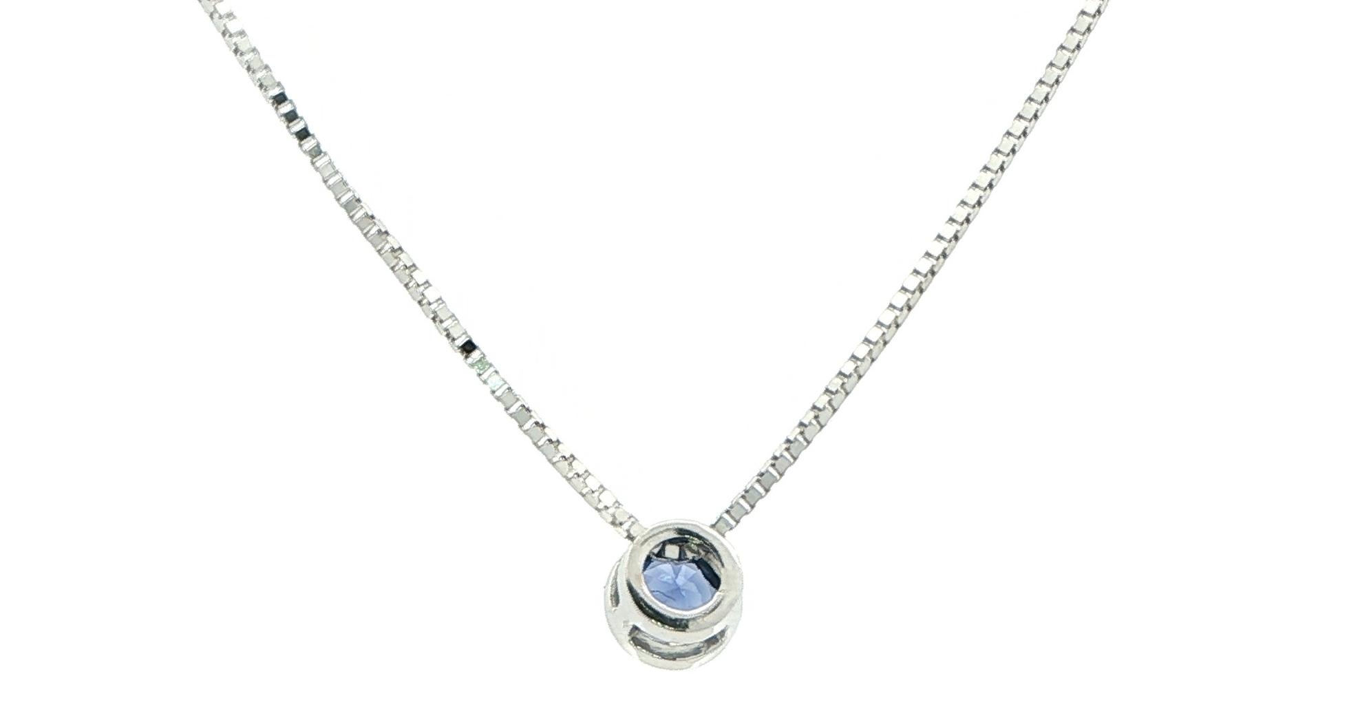 Bezel-set Montana Yogo Sapphire Necklace in White Gold (0.33cts) back