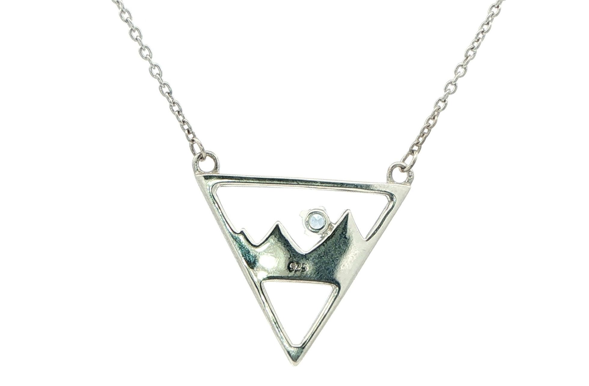 Triangle Mountain Montana Yogo Sapphire Necklace in Sterling Silver (0.06cts) back