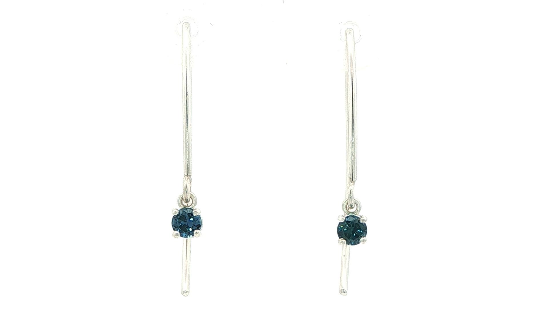Drop Blue Montana Sapphire Dangle Earrings in Sterling Silver (0.23cts TWT)