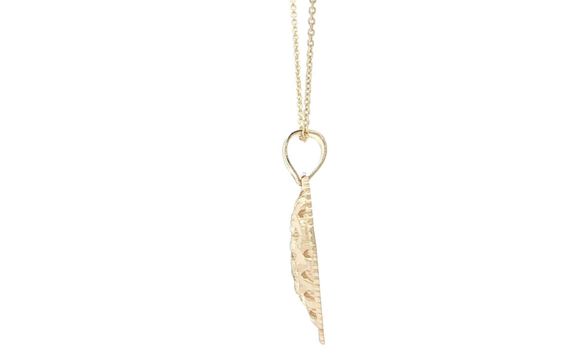 Estate Piece: Faceted Texture Heart Necklace with Twisted Rope Chain Edge Detail in Yellow Gold side